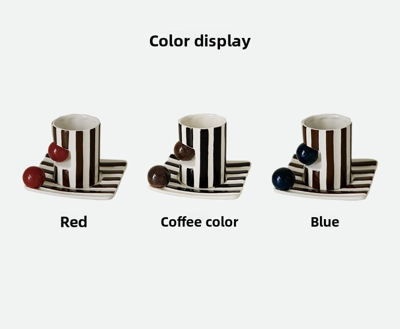 Handmade Vintage Striped Ceramic Coffee Mug set