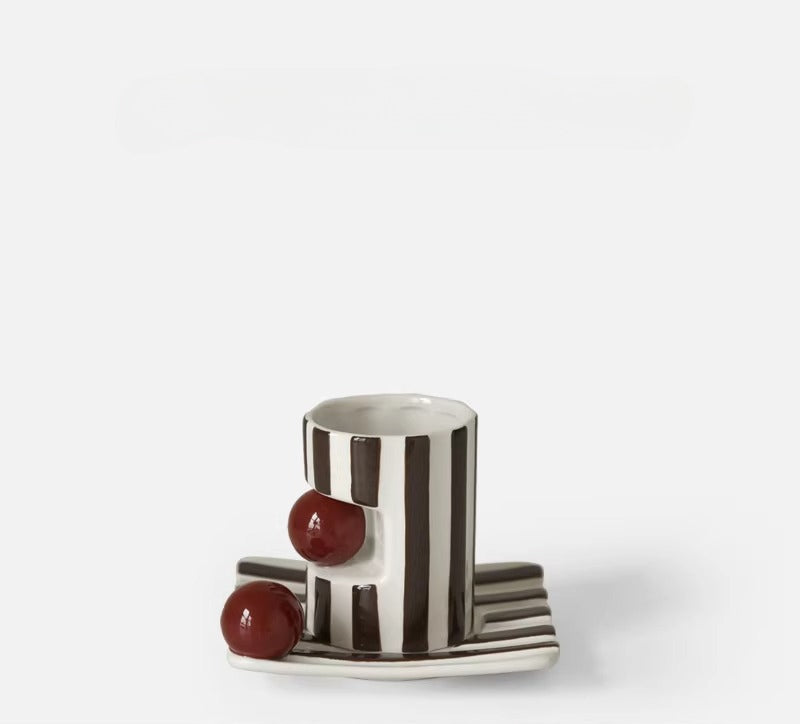 Handmade Vintage Striped Ceramic Coffee Mug set