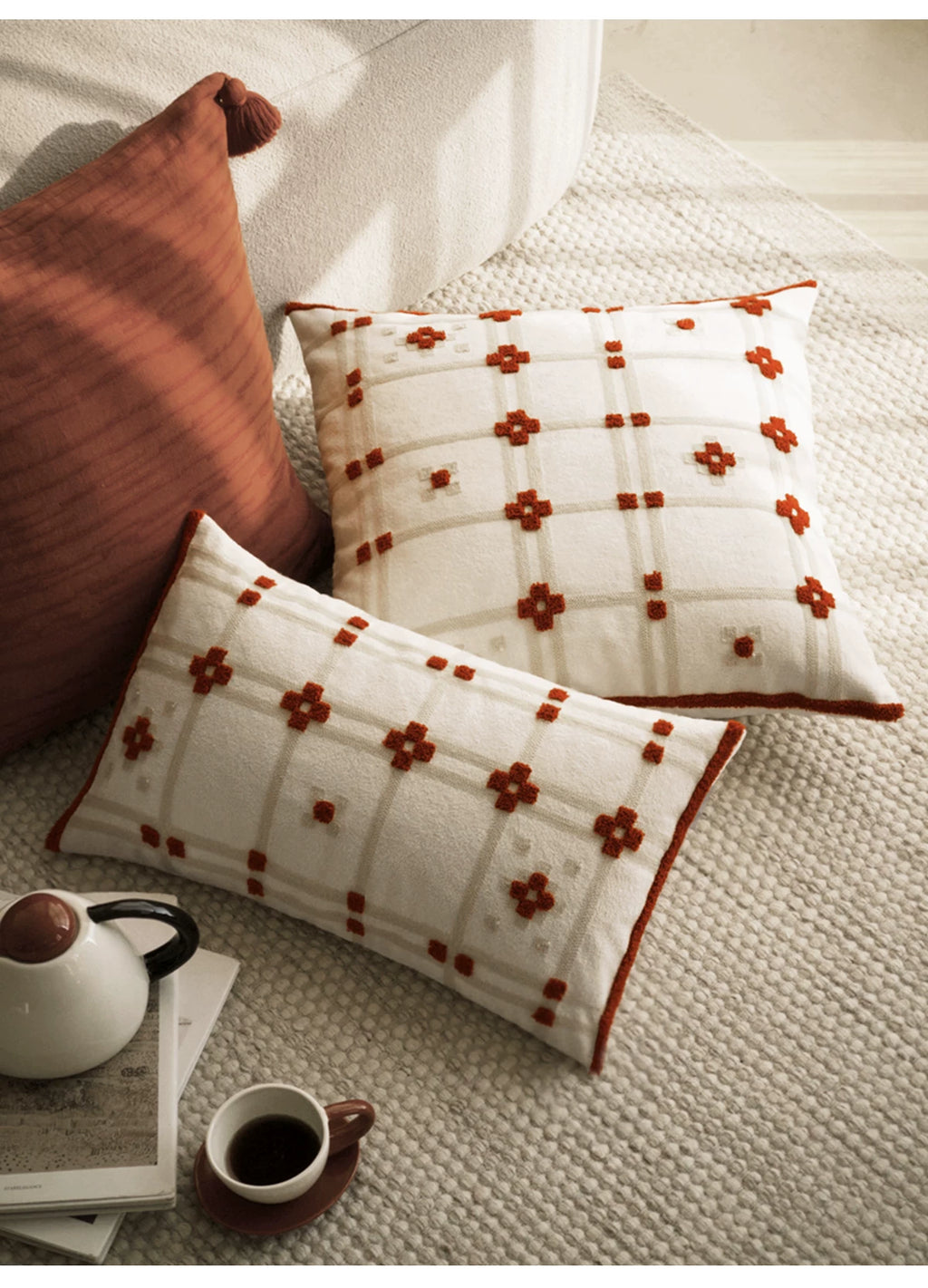 Decorative Pillows, Minimalist Cushions, Embroidered Pillows, Bed Pillows, Lumbar Support Pillows