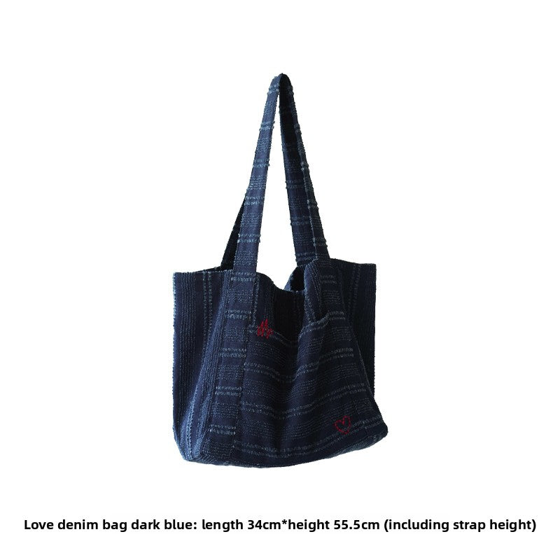 Large-Capacity Denim Bag, Commuter Shoulder Bag, Tote Bag, Women's Handbag