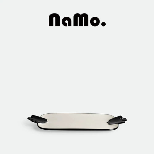 Black and White Ceramic Tray Decorative Piece, Home Desk Organizer, Jewelry Tray, Dessert Plate