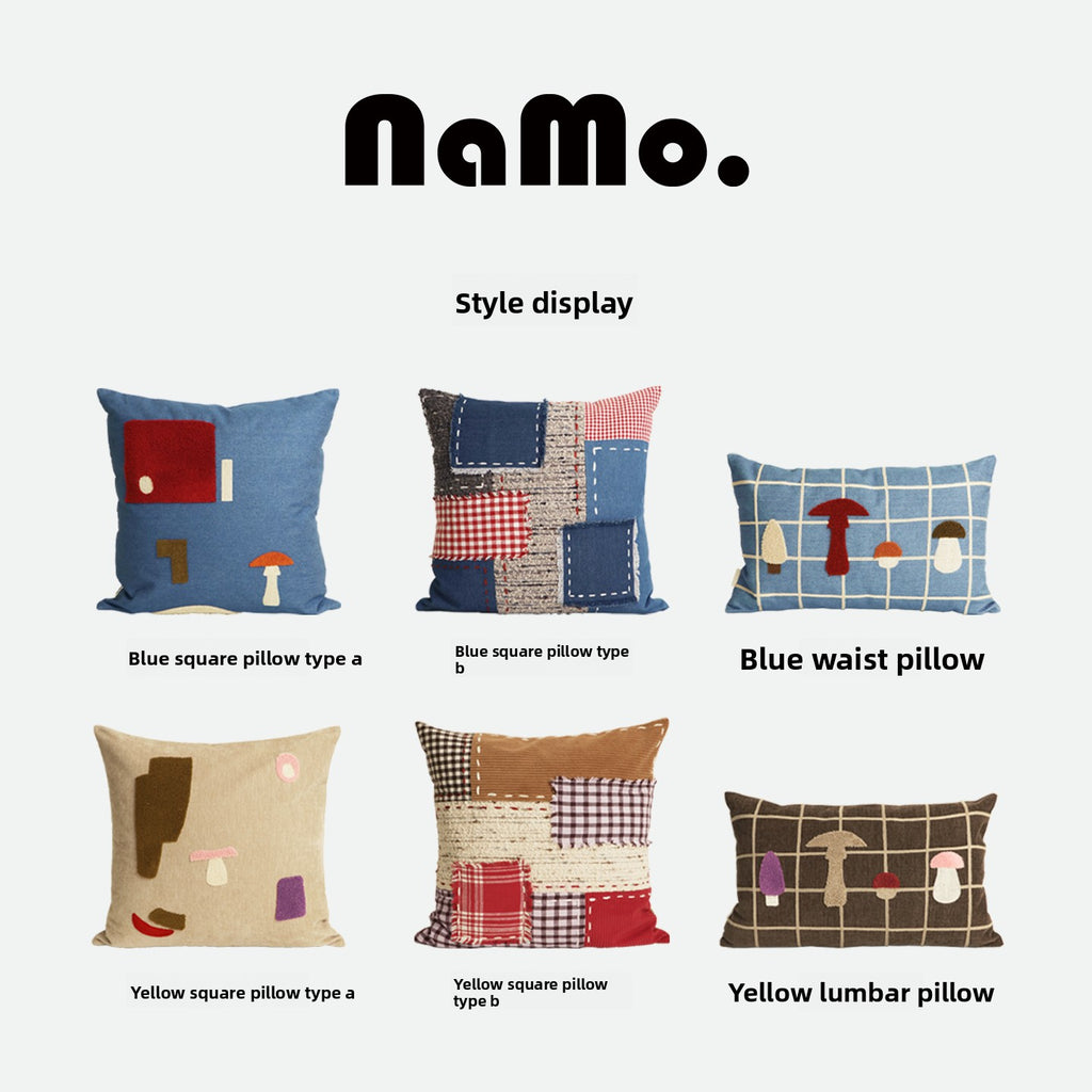 Denim Pillows, Square Pillows, Mushroom-Shaped Lumbar Pillows