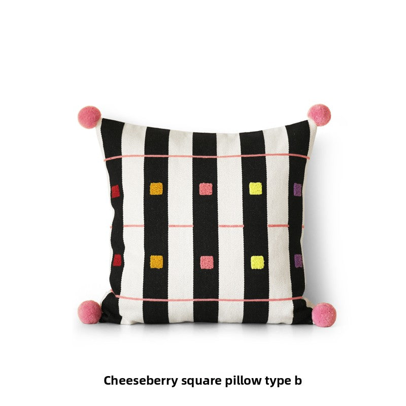Vintage Cushions with Colorful Geometric Stripes: Sofa Cushions and Backrests