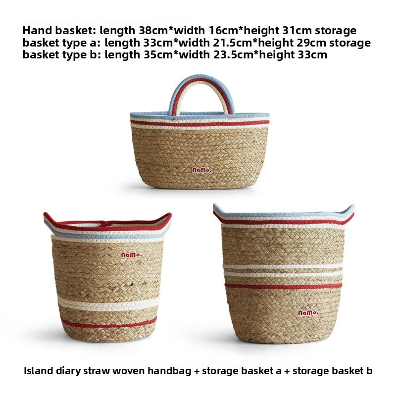 Handwoven Handbag-Style Storage Basket for Groceries and Fruit—Large Capacity