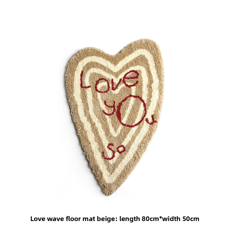 Heart-Shaped Letter Floor Mat: Thick, Absorbent, and Non-Slip