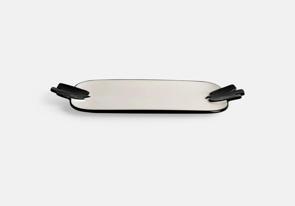 Black and White Ceramic Tray Decorative Piece, Home Desk Organizer, Jewelry Tray, Dessert Plate