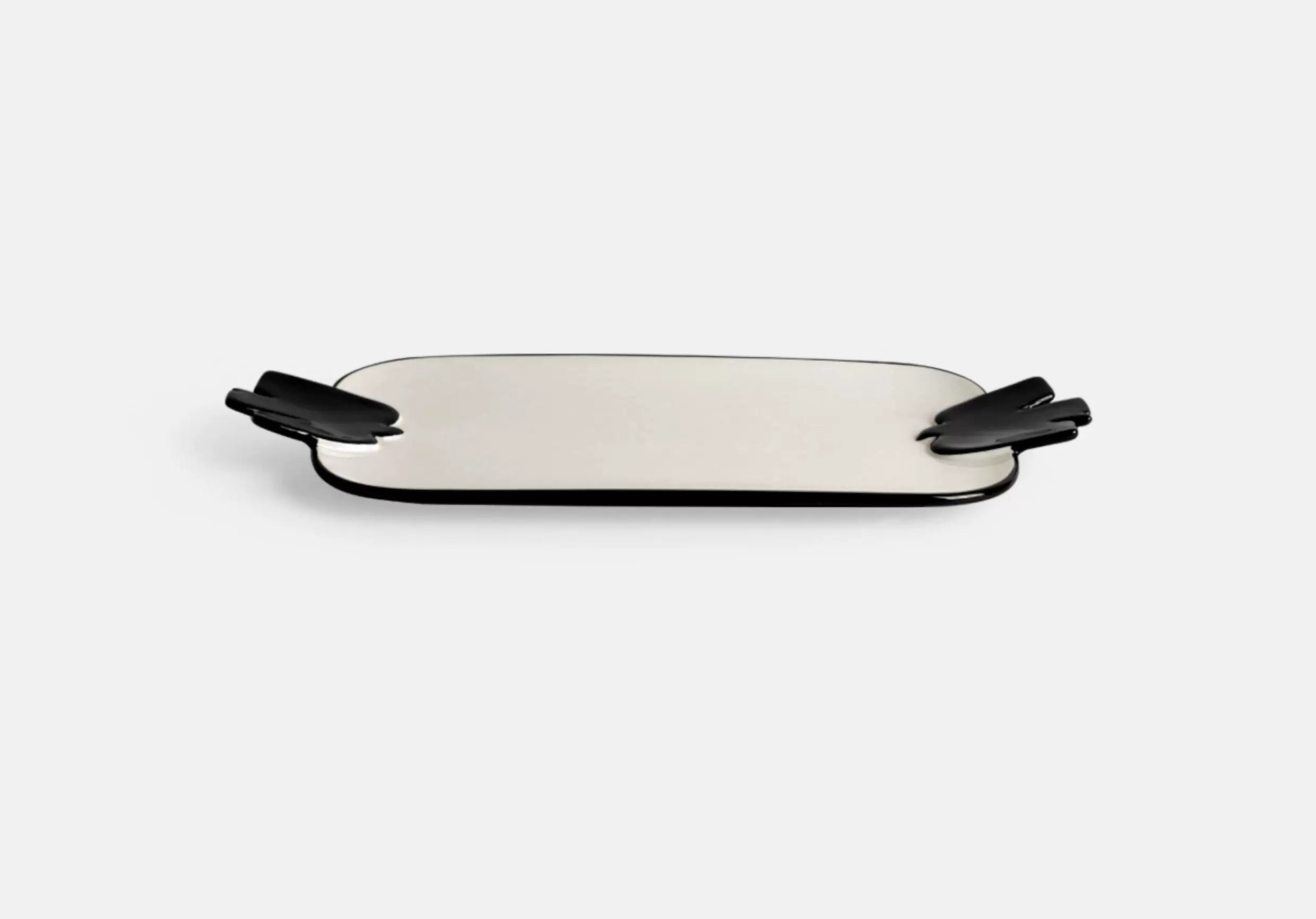 Black and White Ceramic Tray Decorative Piece, Home Desk Organizer, Jewelry Tray, Dessert Plate