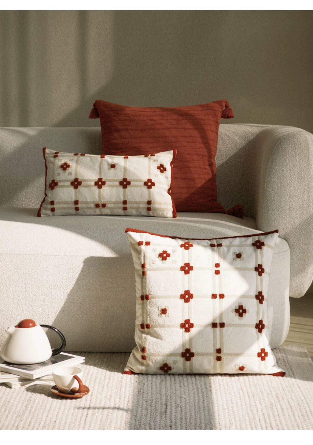 Decorative Pillows, Minimalist Cushions, Embroidered Pillows, Bed Pillows, Lumbar Support Pillows