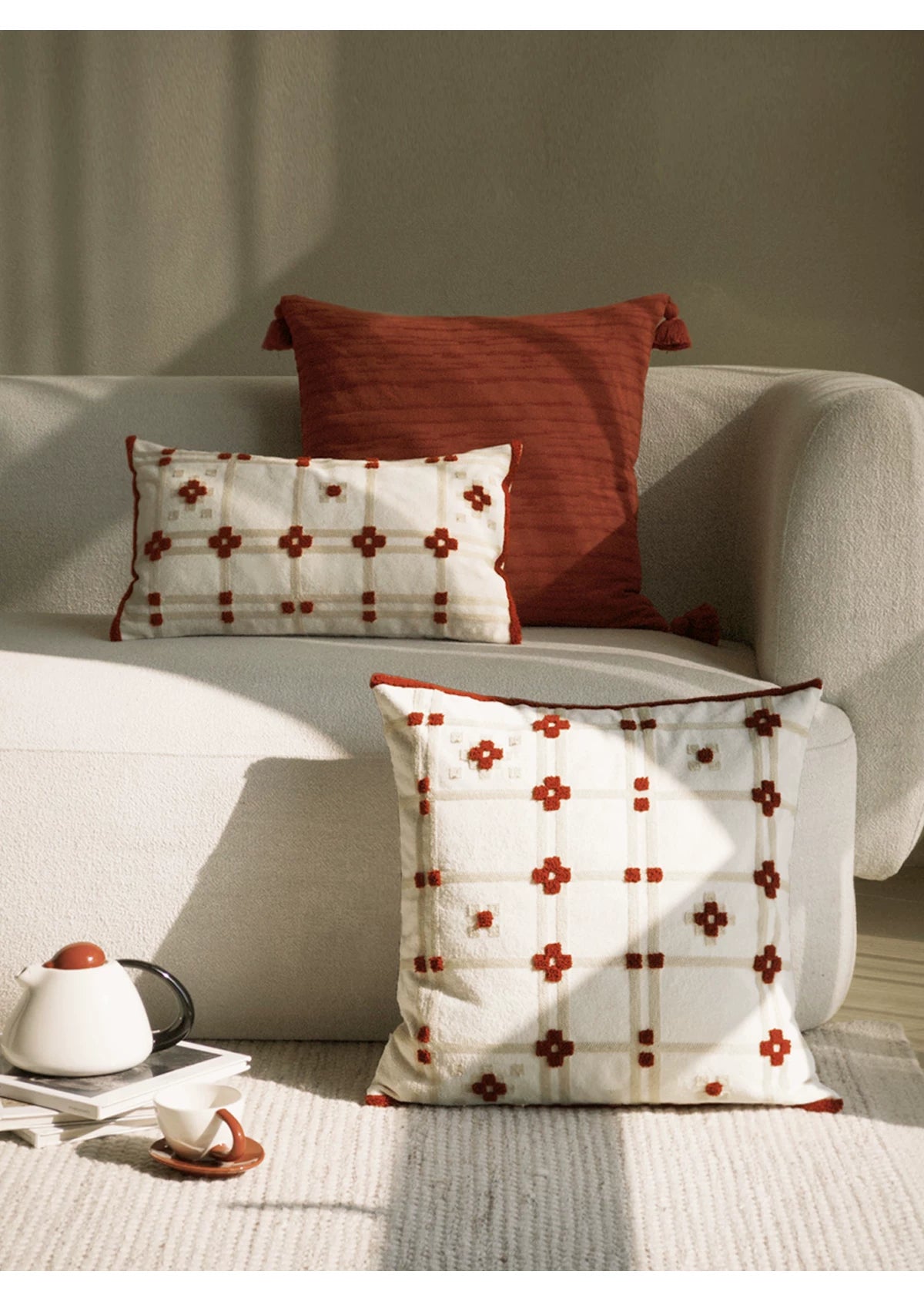 Decorative Pillows, Minimalist Cushions, Embroidered Pillows, Bed Pillows, Lumbar Support Pillows