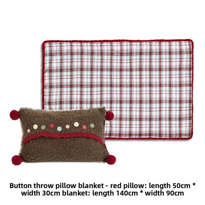 2-in-1 Pillow, Blanket, and Throw Foldable Backrest and Lumbar Pillow
