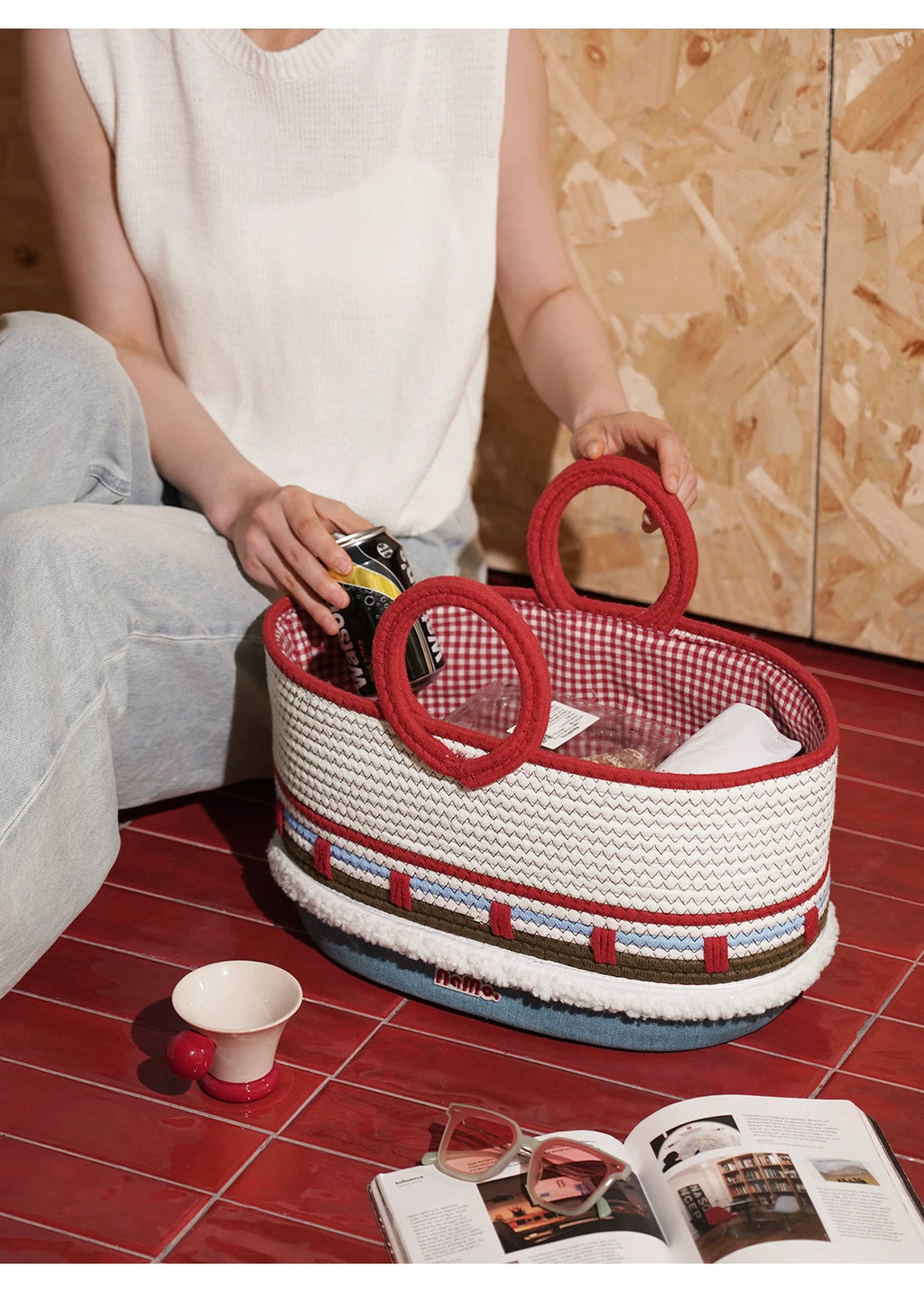Handmade Picnic Basket, Handwoven Storage Basket, Shopping Basket, Travel & Leisure Bag