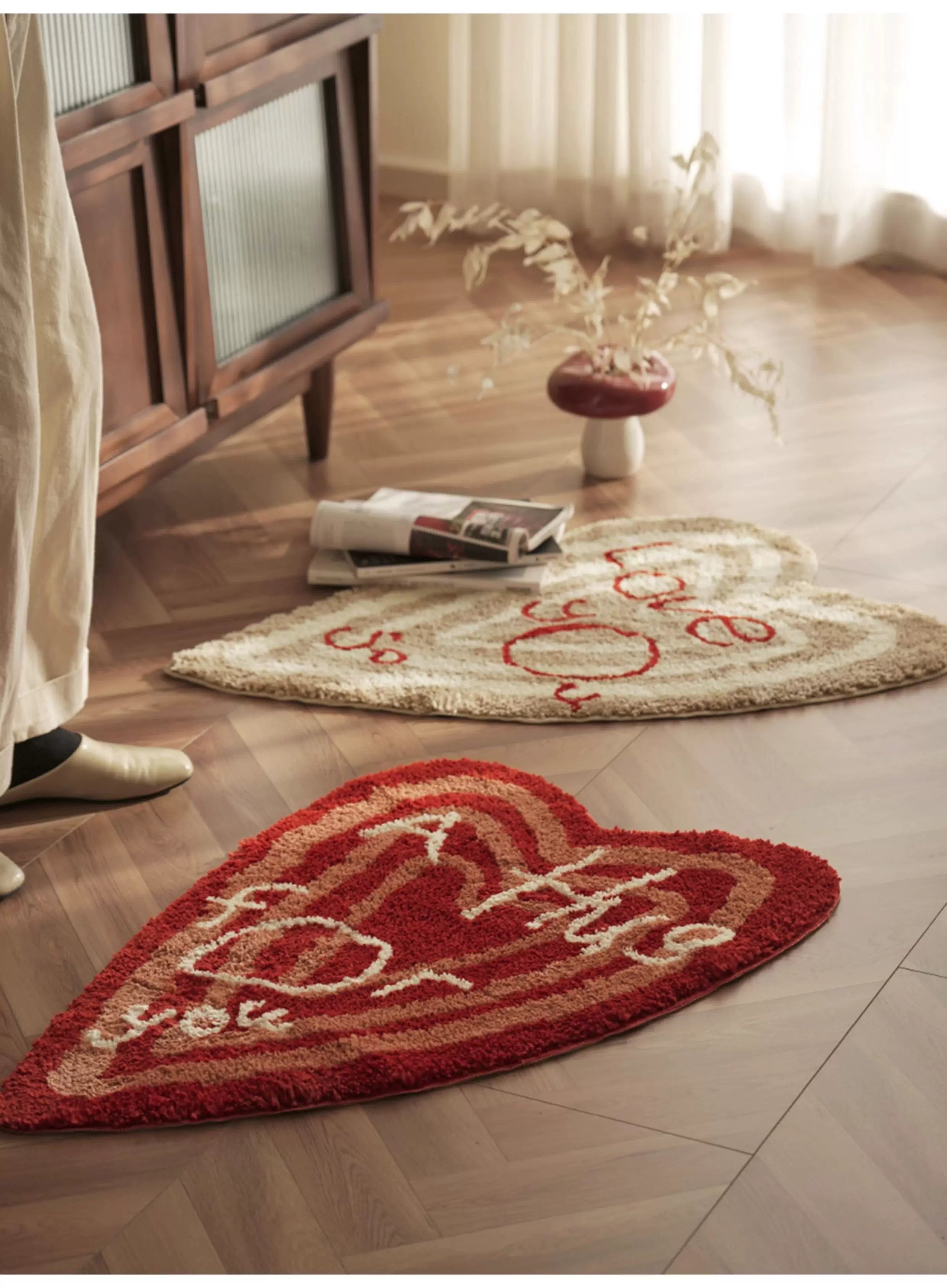 Heart-Shaped Letter Floor Mat: Thick, Absorbent, and Non-Slip