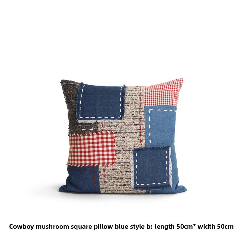 Denim Pillows, Square Pillows, Mushroom-Shaped Lumbar Pillows