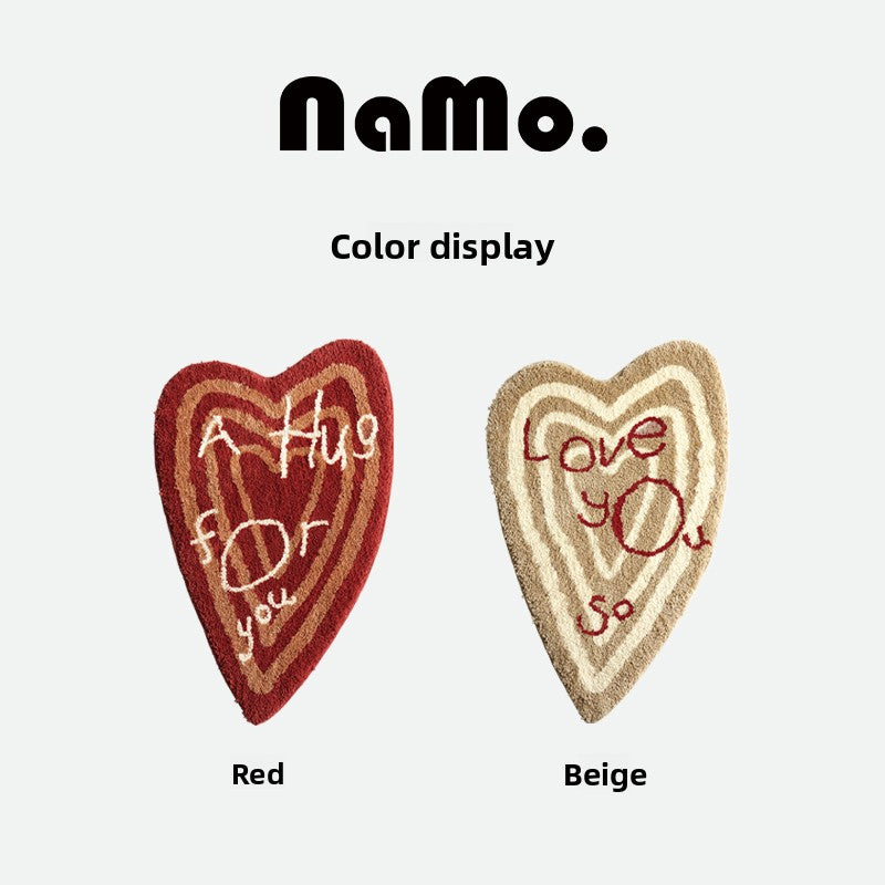 Heart-Shaped Letter Floor Mat: Thick, Absorbent, and Non-Slip