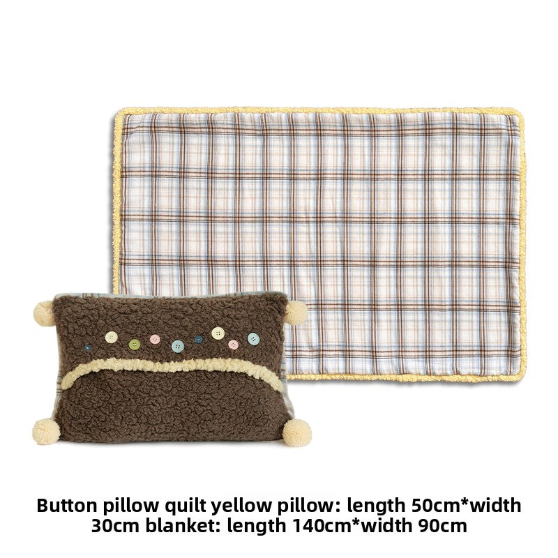 2-in-1 Pillow, Blanket, and Throw Foldable Backrest and Lumbar Pillow