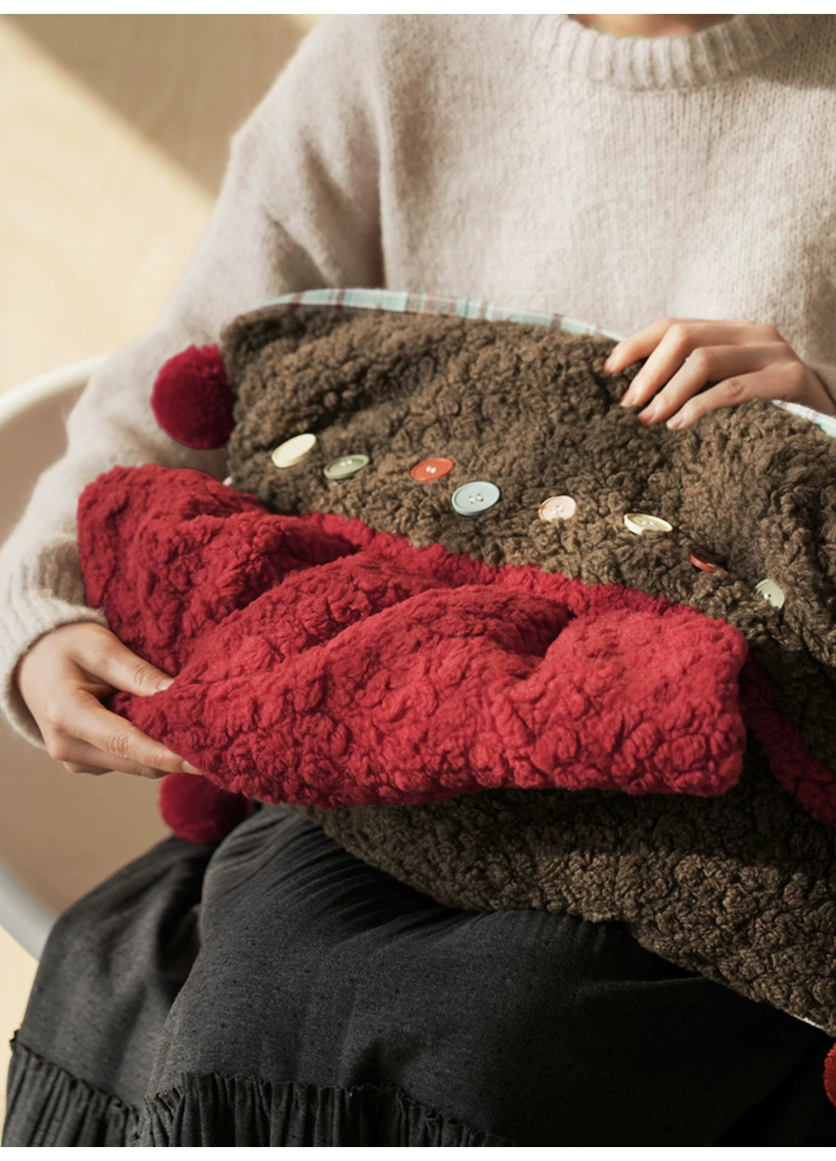 2-in-1 Pillow, Blanket, and Throw Foldable Backrest and Lumbar Pillow