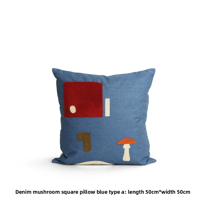 Denim Pillows, Square Pillows, Mushroom-Shaped Lumbar Pillows