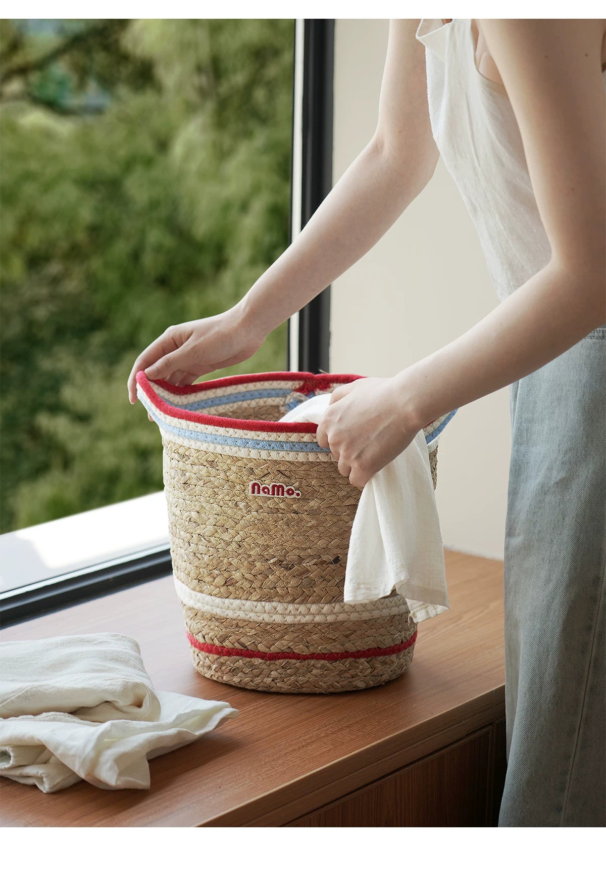 Handwoven Handbag-Style Storage Basket for Groceries and Fruit—Large Capacity