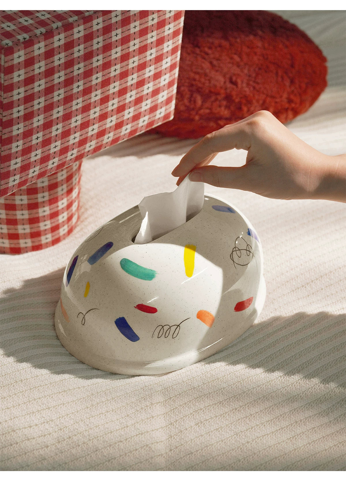 Decorative Ceramic Tissue Box, Pull-Out Tissue Box, and Napkin Holder