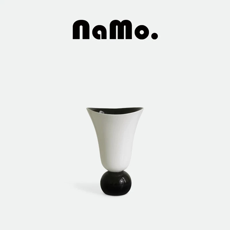 Wide-Mouthed Ceramic Vase: French Vintage-Style Hydroponic Flower Arrangement Vase
