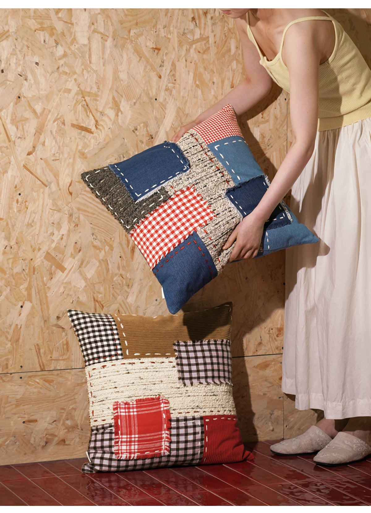 Denim Pillows, Square Pillows, Mushroom-Shaped Lumbar Pillows