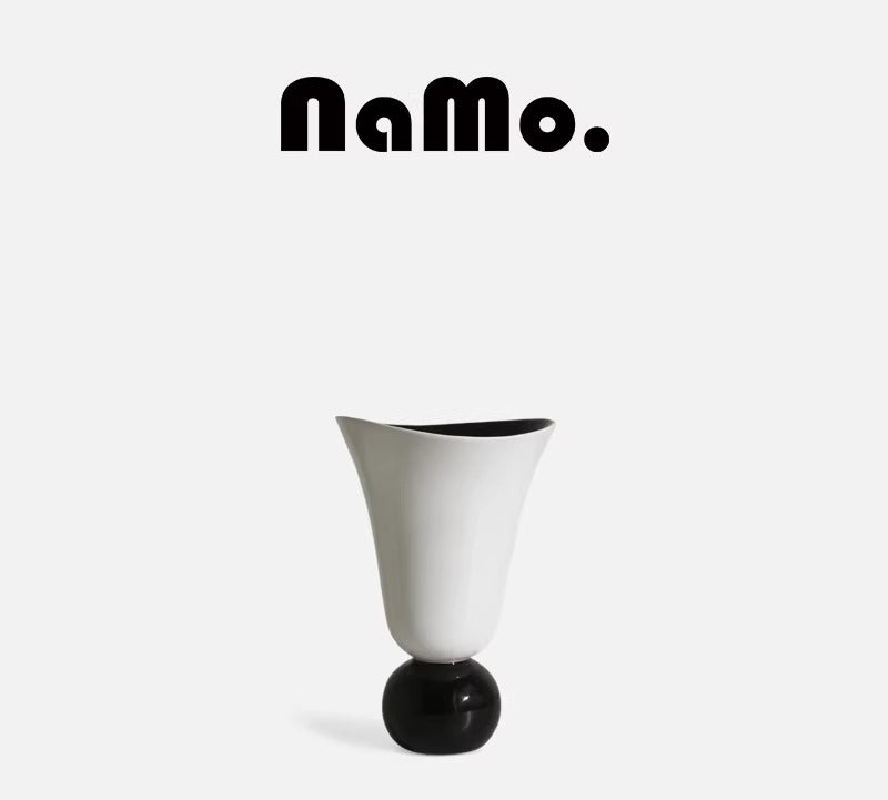 Wide-Mouthed Ceramic Vase: French Vintage-Style Hydroponic Flower Arrangement Vase
